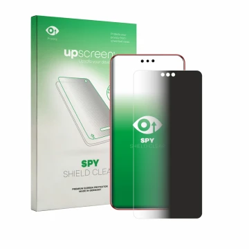 Vorderseite einer Produktverpackung mit dem Markenlogo upscreen. Daneben ist das Gerät Huawei Mate 60 RS Ultimate mit dem zuge