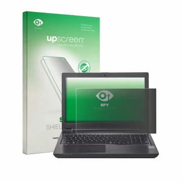 Vorderseite einer Produktverpackung mit dem Markenlogo upscreen. Daneben ist das Gerät Fujitsu Celsius H780 mit dem zugehörige