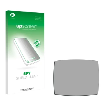 Vorderseite einer Produktverpackung mit dem Markenlogo upscreen. Daneben ist der zugehörige Displayschutz.