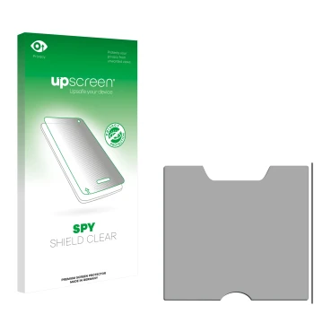 Vorderseite einer Produktverpackung mit dem Markenlogo upscreen. Daneben ist der zugehörige Displayschutz.