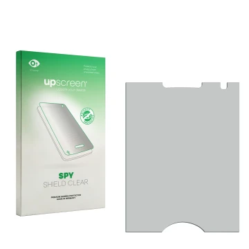 Vorderseite einer Produktverpackung mit dem Markenlogo upscreen. Daneben ist der zugehörige Displayschutz.