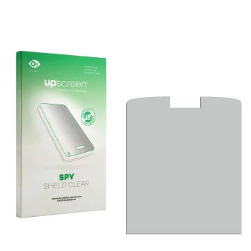 Vorderseite einer Produktverpackung mit dem Markenlogo upscreen. Daneben ist der zugehörige Displayschutz.