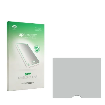 Vorderseite einer Produktverpackung mit dem Markenlogo upscreen. Daneben ist der zugehörige Displayschutz.