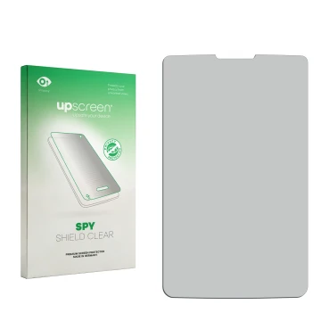 Vorderseite einer Produktverpackung mit dem Markenlogo upscreen. Daneben ist der zugehörige Displayschutz.