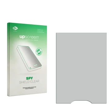 Vorderseite einer Produktverpackung mit dem Markenlogo upscreen. Daneben ist der zugehörige Displayschutz.