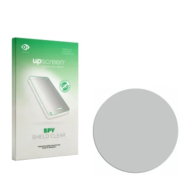 Vorderseite einer Produktverpackung mit dem Markenlogo upscreen. Daneben ist der zugehörige Displayschutz.