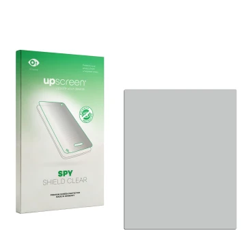 Vorderseite einer Produktverpackung mit dem Markenlogo upscreen. Daneben ist der zugehörige Displayschutz.