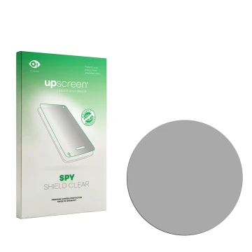 Vorderseite einer Produktverpackung mit dem Markenlogo upscreen. Daneben ist der zugehörige Displayschutz.