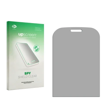 Vorderseite einer Produktverpackung mit dem Markenlogo upscreen. Daneben ist der zugehörige Displayschutz.