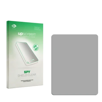 Vorderseite einer Produktverpackung mit dem Markenlogo upscreen. Daneben ist der zugehörige Displayschutz.