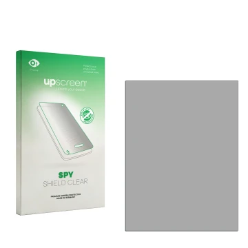 Vorderseite einer Produktverpackung mit dem Markenlogo upscreen. Daneben ist der zugehörige Displayschutz.
