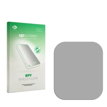 Vorderseite einer Produktverpackung mit dem Markenlogo upscreen. Daneben ist der zugehörige Displayschutz.