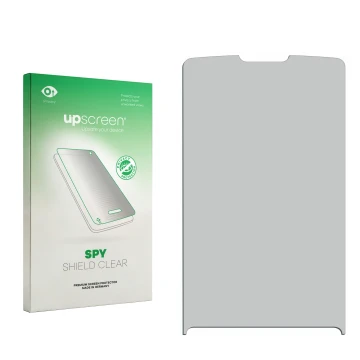 Vorderseite einer Produktverpackung mit dem Markenlogo upscreen. Daneben ist der zugehörige Displayschutz.