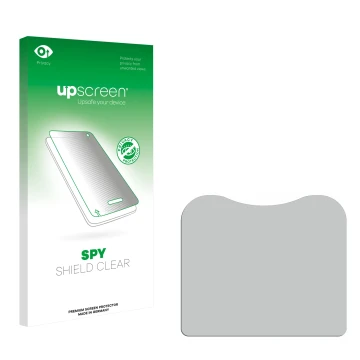 Vorderseite einer Produktverpackung mit dem Markenlogo upscreen. Daneben ist der zugehörige Displayschutz.