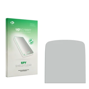 Vorderseite einer Produktverpackung mit dem Markenlogo upscreen. Daneben ist der zugehörige Displayschutz.