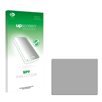 Vorderseite einer Produktverpackung mit dem Markenlogo upscreen. Daneben ist der zugehörige Displayschutz.