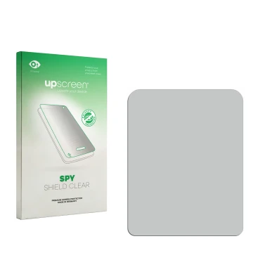 Vorderseite einer Produktverpackung mit dem Markenlogo upscreen. Daneben ist der zugehörige Displayschutz.