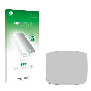 Vorderseite einer Produktverpackung mit dem Markenlogo upscreen. Daneben ist der zugehörige Displayschutz.