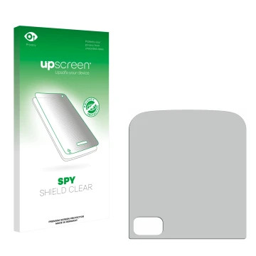 Vorderseite einer Produktverpackung mit dem Markenlogo upscreen. Daneben ist der zugehörige Displayschutz.