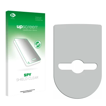 Vorderseite einer Produktverpackung mit dem Markenlogo upscreen. Daneben ist der zugehörige Displayschutz.