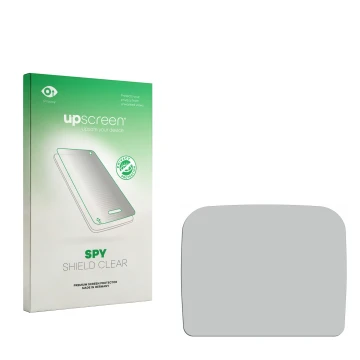 Vorderseite einer Produktverpackung mit dem Markenlogo upscreen. Daneben ist der zugehörige Displayschutz.