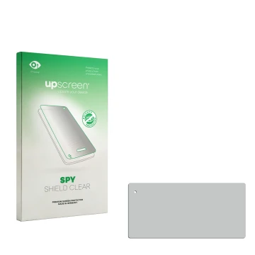 Vorderseite einer Produktverpackung mit dem Markenlogo upscreen. Daneben ist der zugehörige Displayschutz.