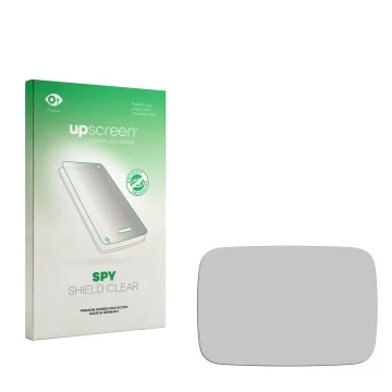 Vorderseite einer Produktverpackung mit dem Markenlogo upscreen. Daneben ist der zugehörige Displayschutz.