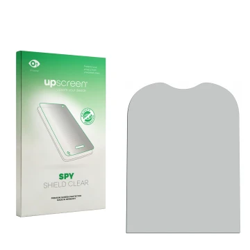 Vorderseite einer Produktverpackung mit dem Markenlogo upscreen. Daneben ist der zugehörige Displayschutz.