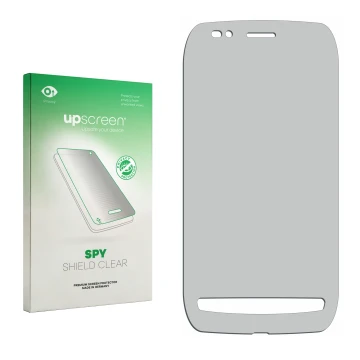 Vorderseite einer Produktverpackung mit dem Markenlogo upscreen. Daneben ist der zugehörige Displayschutz.