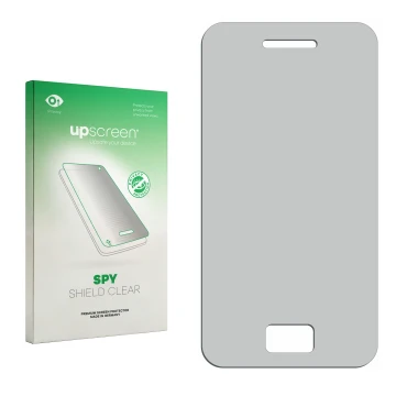 Vorderseite einer Produktverpackung mit dem Markenlogo upscreen. Daneben ist der zugehörige Displayschutz.