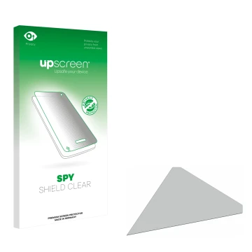 Vorderseite einer Produktverpackung mit dem Markenlogo upscreen. Daneben ist der zugehörige Displayschutz.