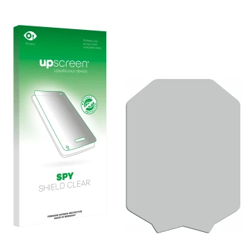 Vorderseite einer Produktverpackung mit dem Markenlogo upscreen. Daneben ist der zugehörige Displayschutz.