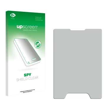 Vorderseite einer Produktverpackung mit dem Markenlogo upscreen. Daneben ist der zugehörige Displayschutz.