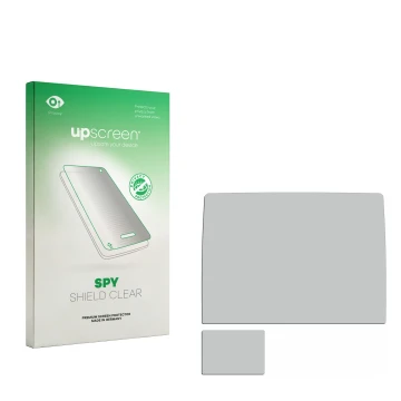 Vorderseite einer Produktverpackung mit dem Markenlogo upscreen. Daneben ist der zugehörige Displayschutz.