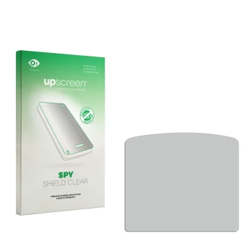 Vorderseite einer Produktverpackung mit dem Markenlogo upscreen. Daneben ist der zugehörige Displayschutz.