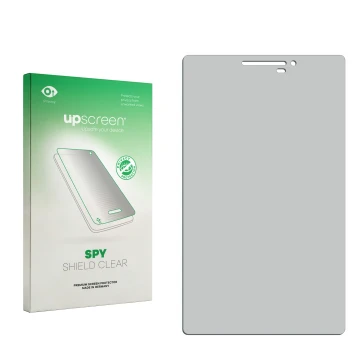 Vorderseite einer Produktverpackung mit dem Markenlogo upscreen. Daneben ist der zugehörige Displayschutz.