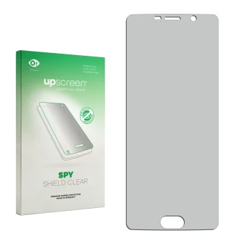 Vorderseite einer Produktverpackung mit dem Markenlogo upscreen. Daneben ist der zugehörige Displayschutz.