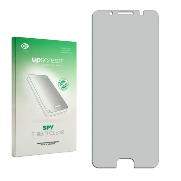 Vorderseite einer Produktverpackung mit dem Markenlogo upscreen. Daneben ist der zugehörige Displayschutz.