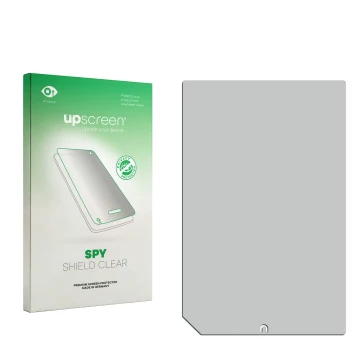 Vorderseite einer Produktverpackung mit dem Markenlogo upscreen. Daneben ist der zugehörige Displayschutz.