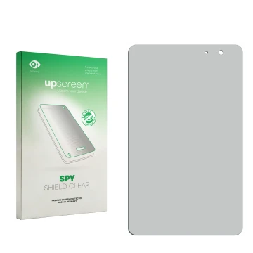 Vorderseite einer Produktverpackung mit dem Markenlogo upscreen. Daneben ist der zugehörige Displayschutz.