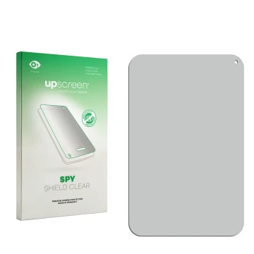 Vorderseite einer Produktverpackung mit dem Markenlogo upscreen. Daneben ist der zugehörige Displayschutz.