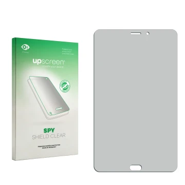 Vorderseite einer Produktverpackung mit dem Markenlogo upscreen. Daneben ist der zugehörige Displayschutz.