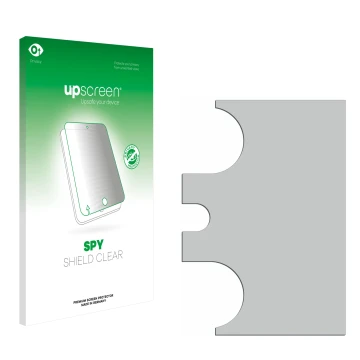 Vorderseite einer Produktverpackung mit dem Markenlogo upscreen. Daneben ist der zugehörige Displayschutz.