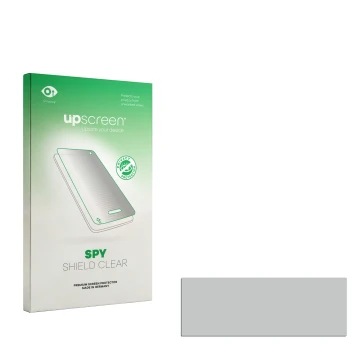 Vorderseite einer Produktverpackung mit dem Markenlogo upscreen. Daneben ist der zugehörige Displayschutz.