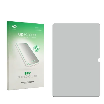 Vorderseite einer Produktverpackung mit dem Markenlogo upscreen. Daneben ist der zugehörige Displayschutz.