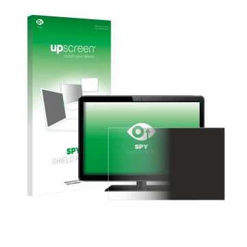Vorderseite einer Produktverpackung mit dem Markenlogo upscreen. Daneben ist das Gerät mit dem zugehörigen Displayschutz abgeb