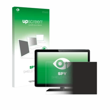 Vorderseite einer Produktverpackung mit dem Markenlogo upscreen. Daneben ist das Gerät mit dem zugehörigen Displayschutz abgeb