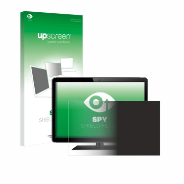 Vorderseite einer Produktverpackung mit dem Markenlogo upscreen. Daneben ist das Gerät mit dem zugehörigen Displayschutz abgeb
