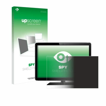 Vorderseite einer Produktverpackung mit dem Markenlogo upscreen. Daneben ist das Gerät mit dem zugehörigen Displayschutz abgeb