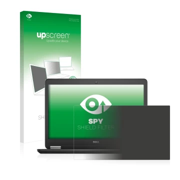 Vorderseite einer Produktverpackung mit dem Markenlogo upscreen. Daneben ist das Gerät Dell Latitude 14 E7450 Non-Touch mit de